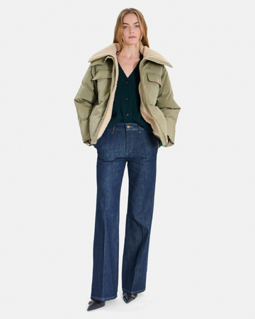Blondie Puffer Jacket Short quilted khaki jacket with stand-up collar ZAPA