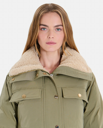Blondie Puffer Jacket Short quilted khaki jacket with stand-up collar ZAPA