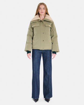 Blondie Puffer Jacket Short quilted khaki jacket with stand-up collar ZAPA