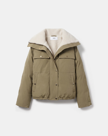 Blondie Puffer Jacket Short quilted khaki jacket with stand-up collar ZAPA