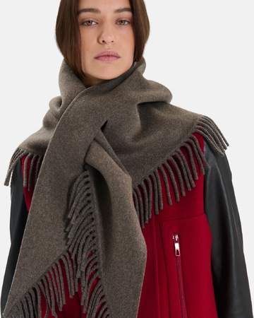 Eliot scarf Hazelnut wool poncho scarf with fringes ZAPA
