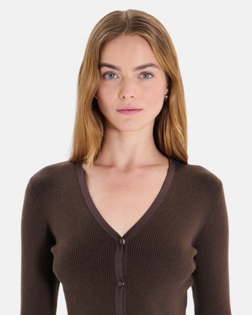 Gahano Vest Hazelnut ribbed knit sleeveless sweater ZAPA