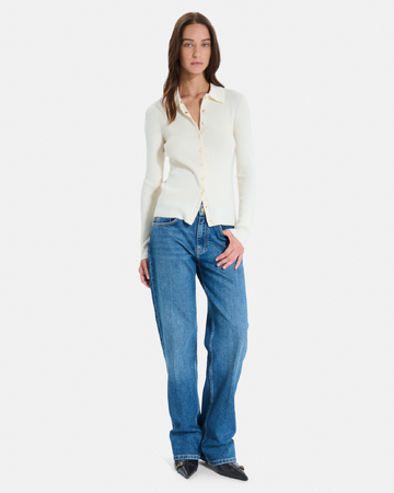 Gally Vest Cream knit button-up cardigan ZAPA