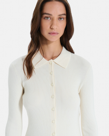 Gally Vest Cream knit button-up cardigan ZAPA