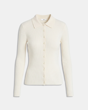 Gally Vest Cream knit button-up cardigan ZAPA