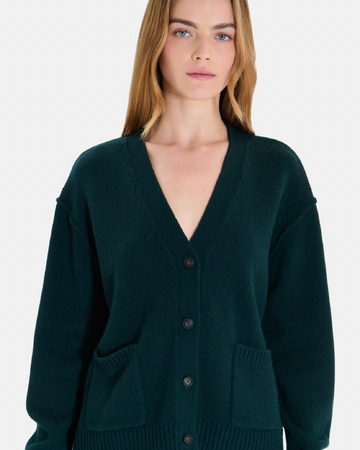 Gatty vest Green cashmere button-front V-neck cardigan ZAPA
