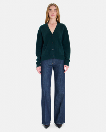 Gatty vest Green cashmere button-front V-neck cardigan ZAPA