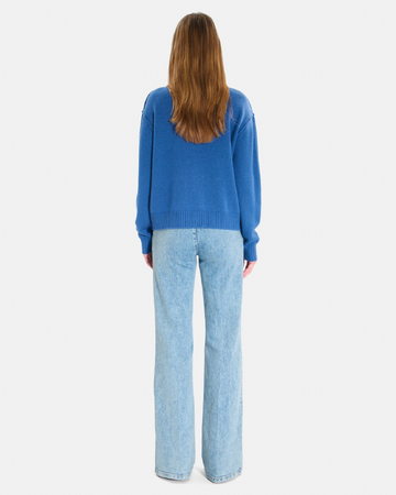 Gatty vest Indigo cashmere buttoned V-neck cardigan ZAPA