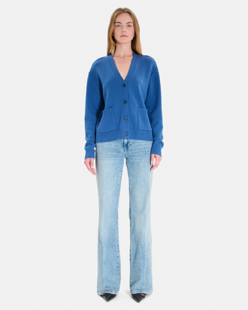 Gatty vest Indigo cashmere buttoned V-neck cardigan ZAPA