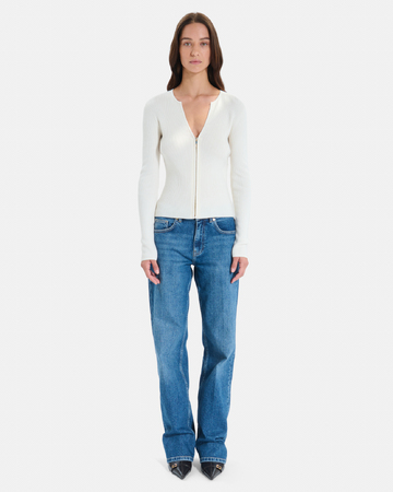 Noun cardigan Cream ribbed knit zip-up vest ZAPA