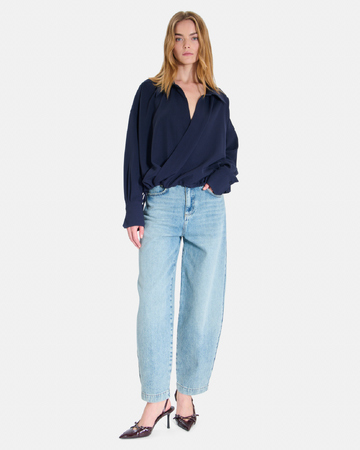 Tulia Top Long-sleeved night top with a shirt collar ZAPA