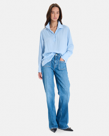 Top Tobias Light blue long-sleeved top with a high neck ZAPA