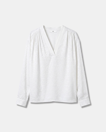 Brielle Blouse Ecru flowy blouse with long sleeves and a V-neck ZAPA