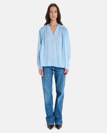 Brielle Blouse Flowy long-sleeved V-neck striped blouse ZAPA