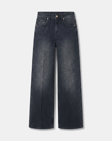 Jean Pamover Wide leg jeans in black cotton ZAPA