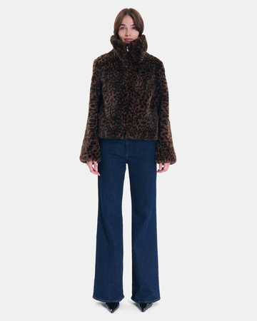 Mia Coat Leopard print zip-up short coat ZAPA