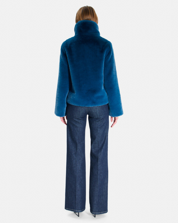 Mia Coat Indigo zip-up coat with stand-up collar ZAPA