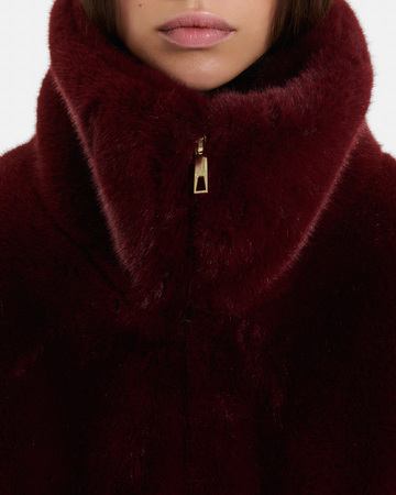 Mia Coat Short zip-up coat in carmine red ZAPA