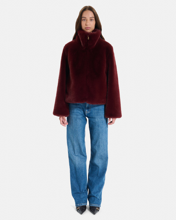Mia Coat Short zip-up coat in carmine red ZAPA