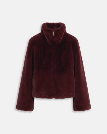 Mia Coat Short zip-up coat in carmine red ZAPA