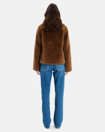 Mia Coat Short zip-up tobacco-colored coat ZAPA