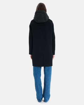 Mayra Coat Long wool coat with removable hood ZAPA