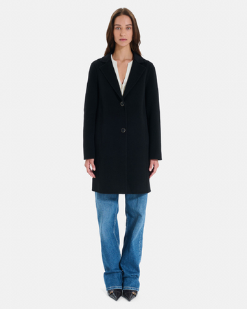 Mayra Coat Long wool coat with removable hood ZAPA