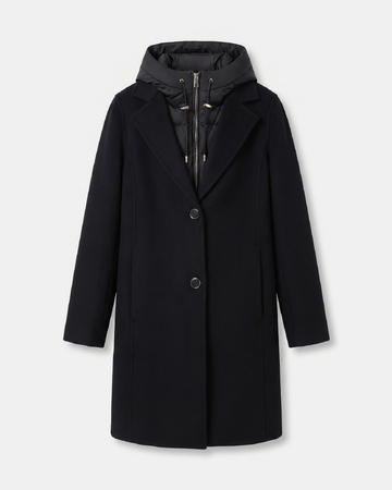 Mayra Coat Long wool coat with removable hood ZAPA