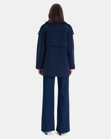 Mathilde coat Indigo wool coat with a high collar ZAPA