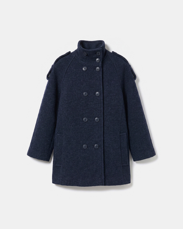 Mathilde coat Indigo wool coat with a high collar ZAPA