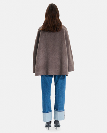 Cecilia coat Short hazelnut wool cape with a high collar ZAPA