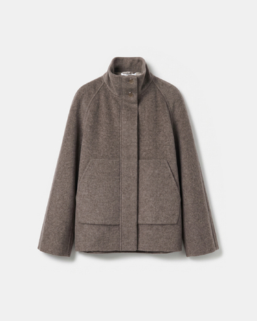 Cecilia coat Short hazelnut wool cape with a high collar ZAPA