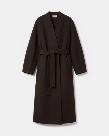 Melvyne Coat Long chocolate-colored wool coat ZAPA
