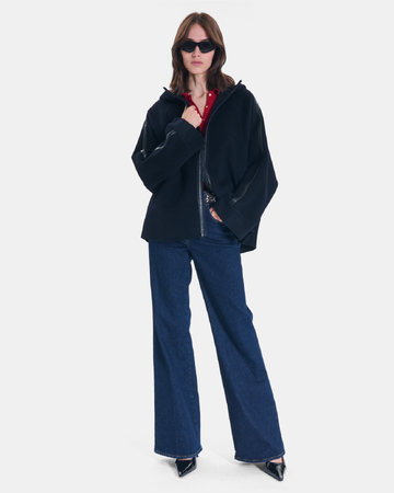 Madison Coat Short flared coat in nighttime wool ZAPA