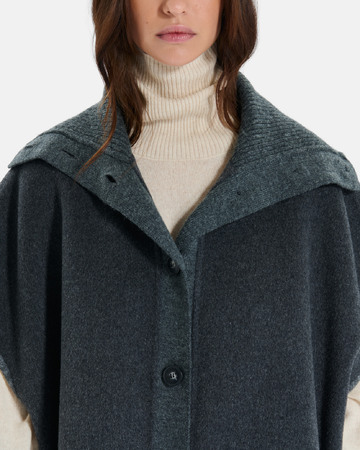 Claudia coat Heather grey wool cape with a shirt collar ZAPA