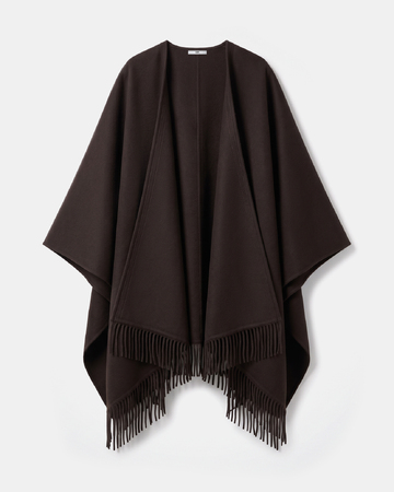 Cliff Coat Chocolate wool cape with fringe ZAPA