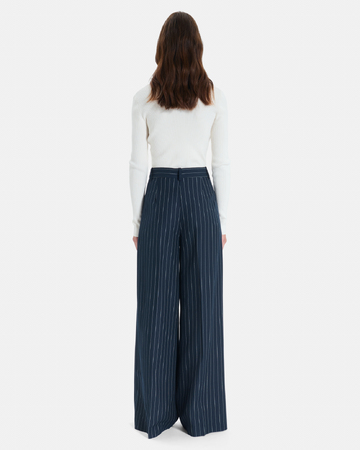 Paper Pants Wide-leg navy blue striped trousers ZAPA
