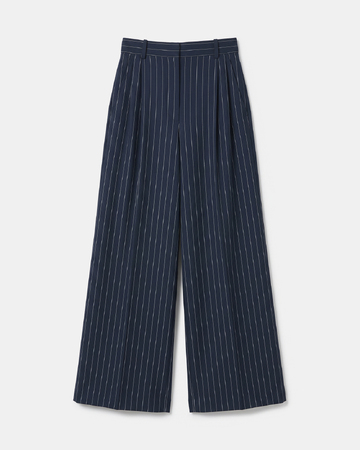 Paper Pants Wide-leg navy blue striped trousers ZAPA