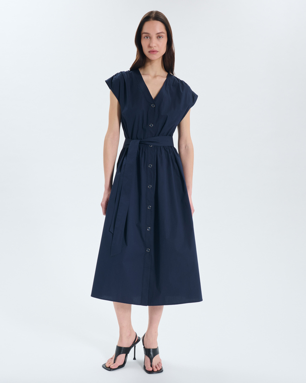 Ray Dress Navy blue buttoned midi dress ZAPA