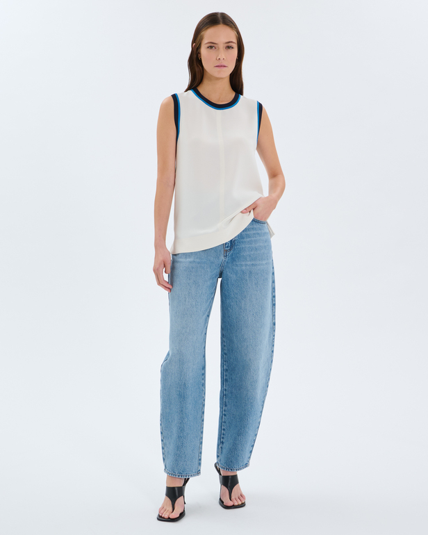 Top Troy Ecru contrast neckline top ZAPA