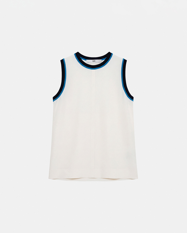 Top Troy Ecru contrast neckline top ZAPA