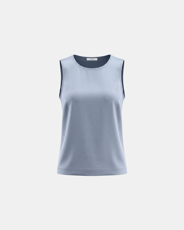 Toy Top Sleeveless satin viscose top blue denim ZAPA