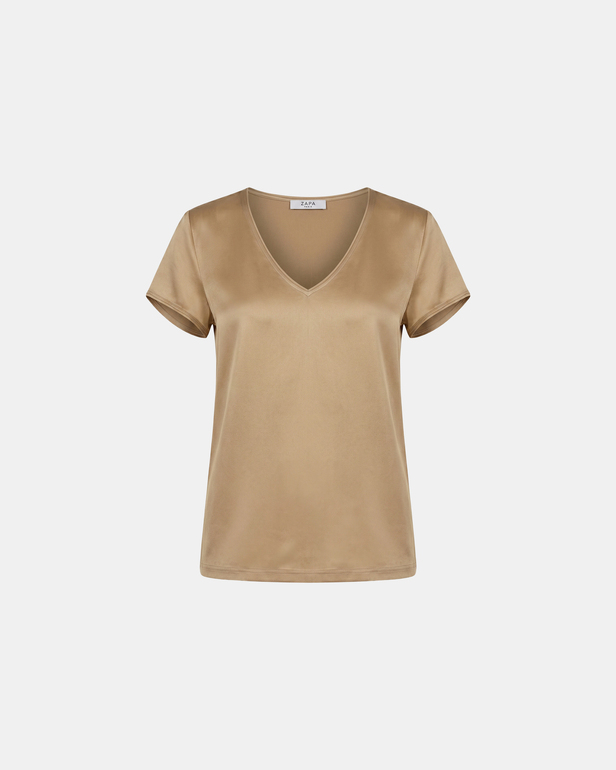 Talissement Top Sand satin viscose V-neck top ZAPA
