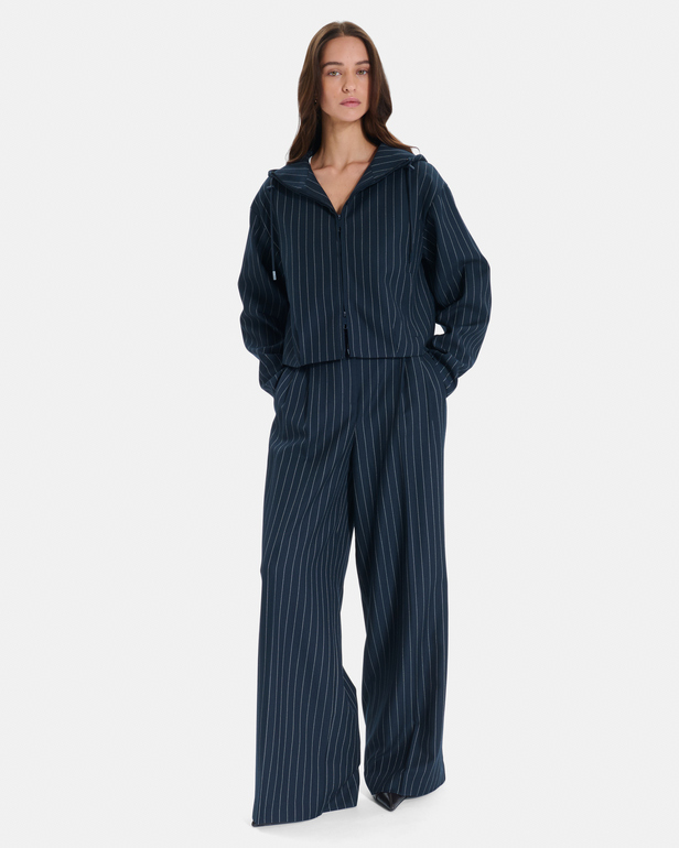 Blake jacket Short navy blue striped hooded jacket ZAPA