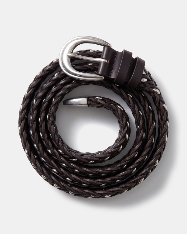 Crown Belt Chocolate braided leather belt ZAPA