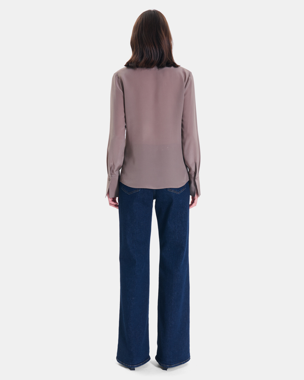 Calvyn shirt Long-sleeved silk shirt in mist ZAPA