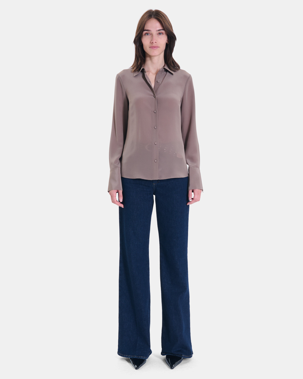 Calvyn shirt Long-sleeved silk shirt in mist ZAPA
