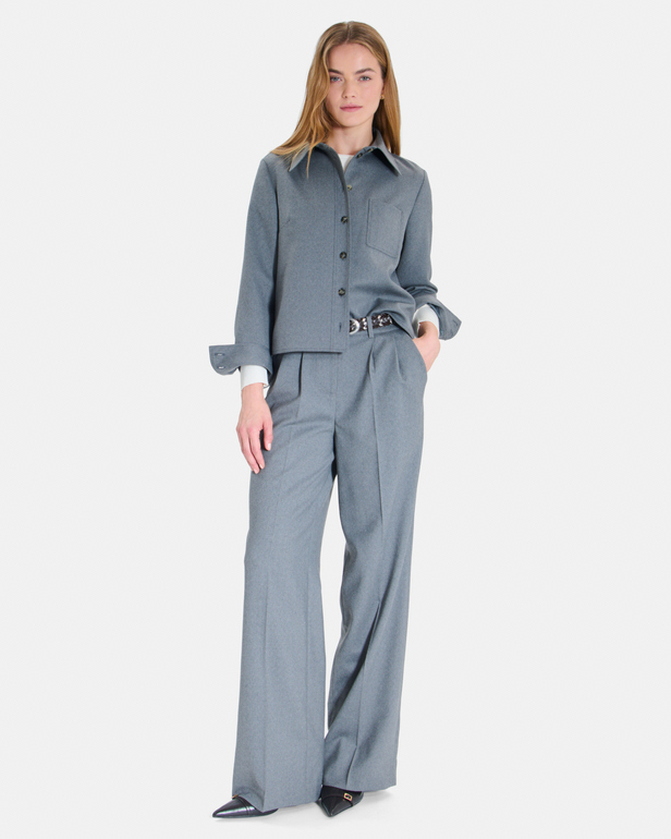 Conie Shirt Modern grey shirt with a classic collar ZAPA