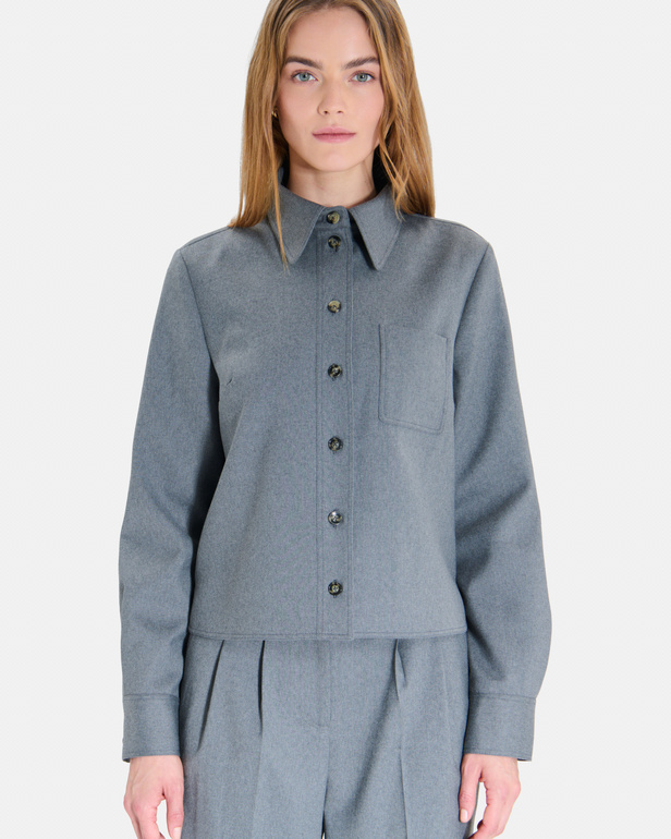 Conie Shirt Modern grey shirt with a classic collar ZAPA