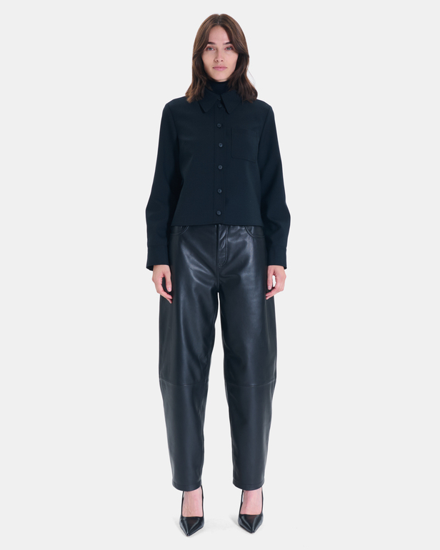 Conie Shirt Modern black shirt with a classic collar ZAPA
